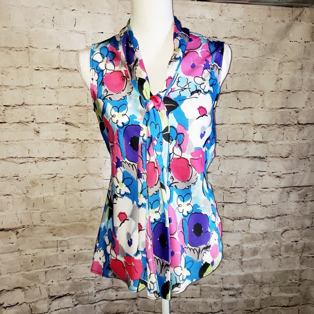 Retro style Colorful Spring sleeveless Floral top - Picture 1 of 5